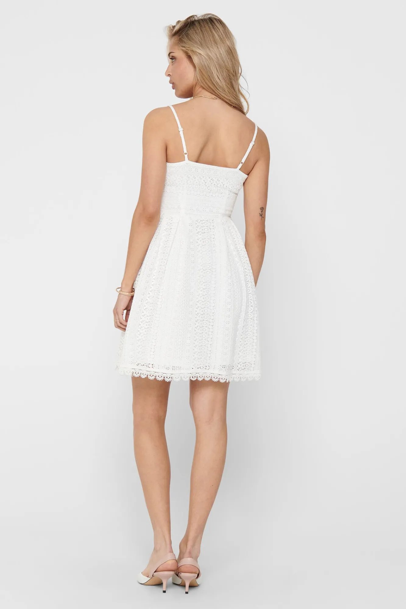 Only Vestido De Tirantes Encaje Blanco Outlet
