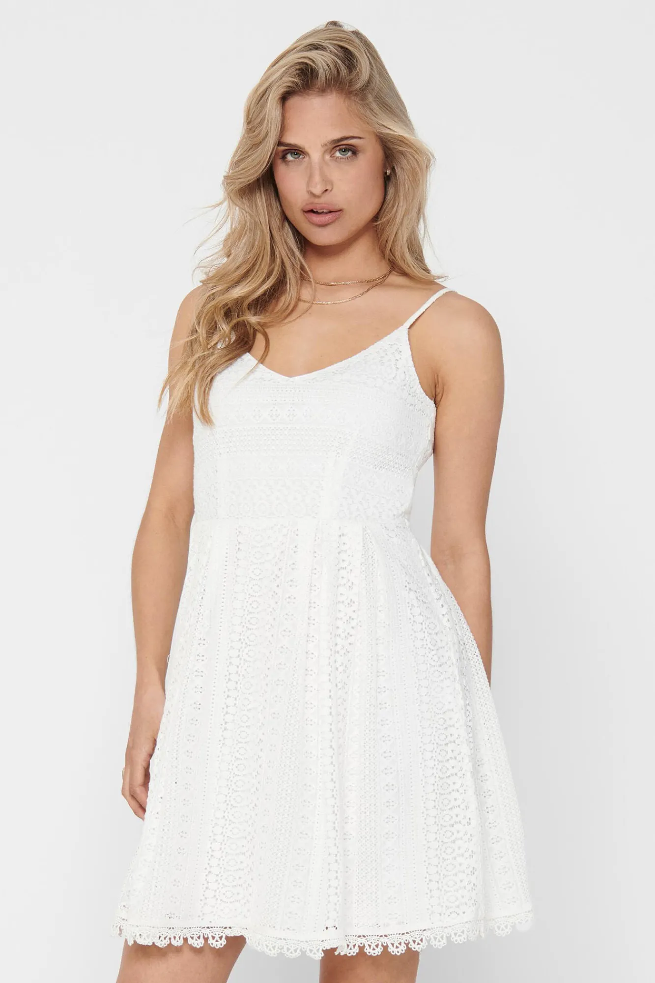 Only Vestido De Tirantes Encaje Blanco Outlet