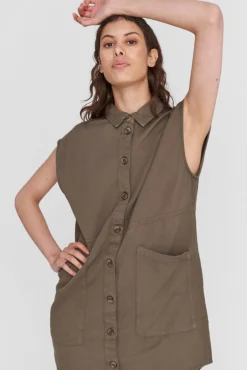 Noisy May Vestido Denim Kaki Oscuro Best