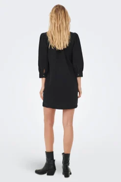 Only Vestido Denim Manga Larga Negro Best