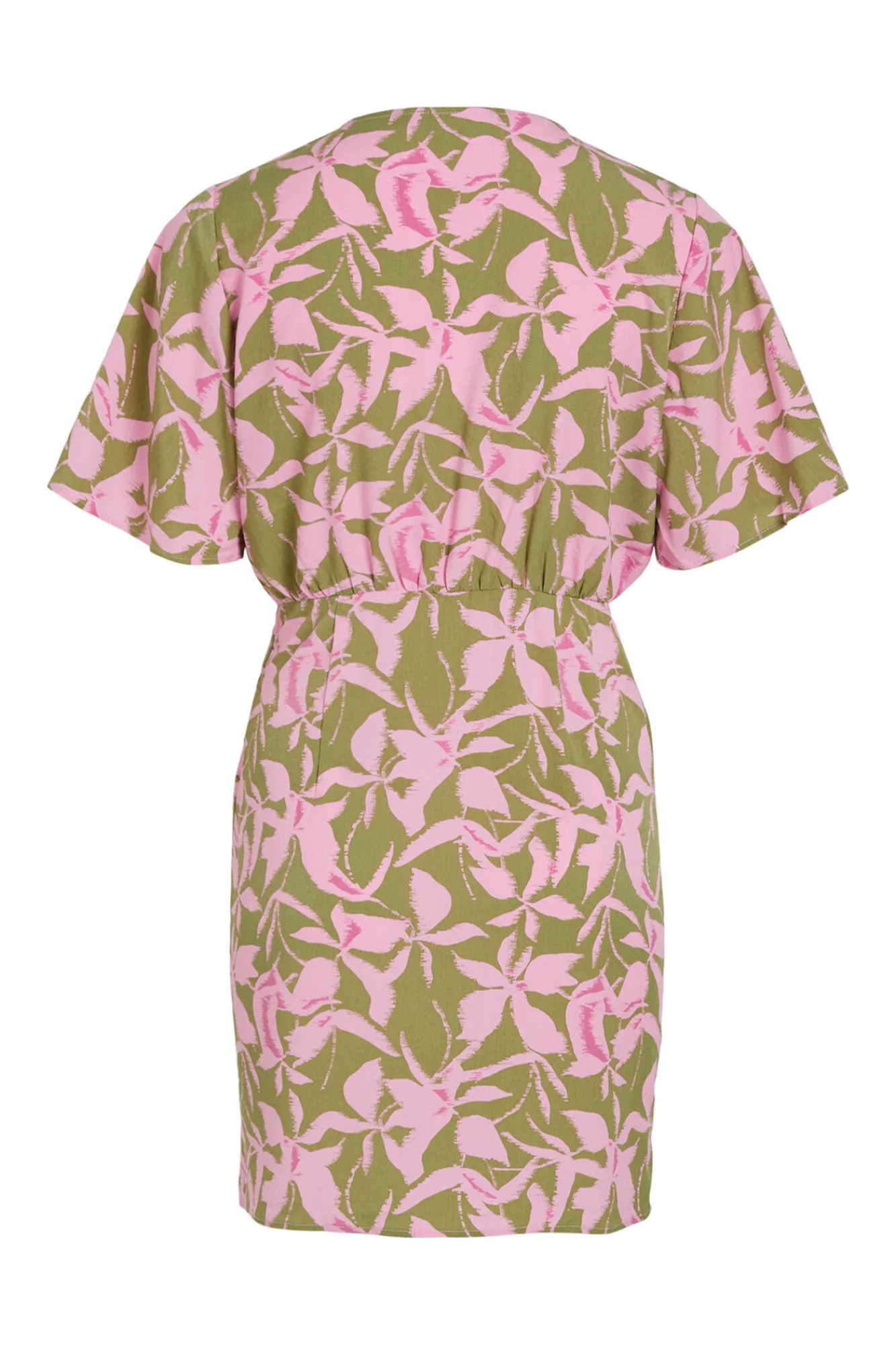 Vila Vestido Envolvente De Manga Corta Verde Hot