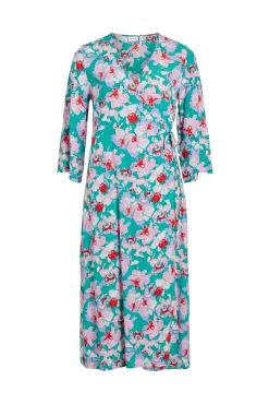 Vila Vestido Envolvente Manga 3/4 Verde