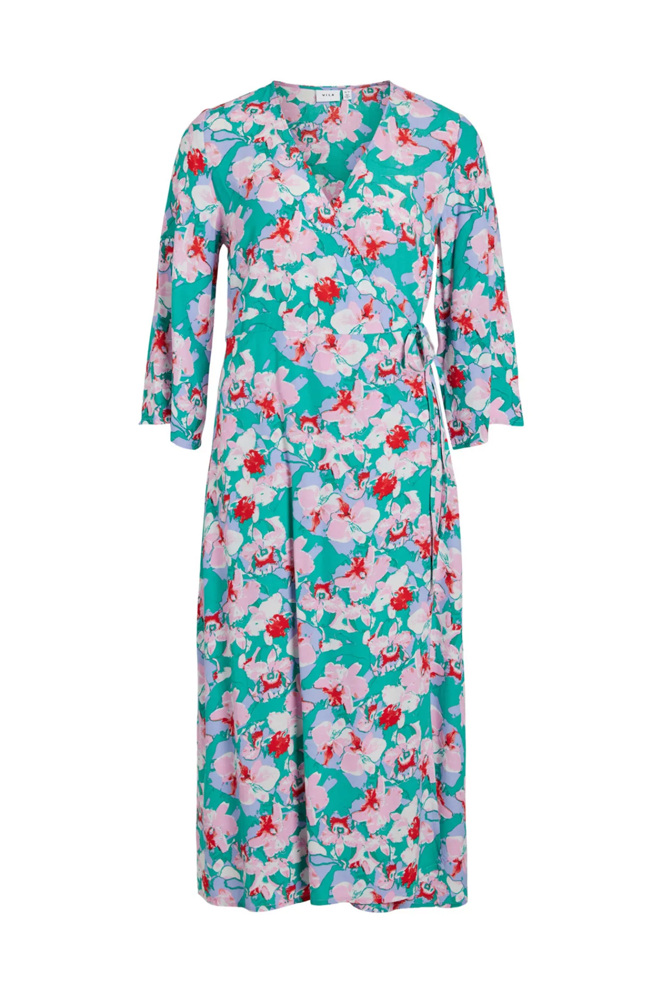Vila Vestido Envolvente Manga 3/4 Verde