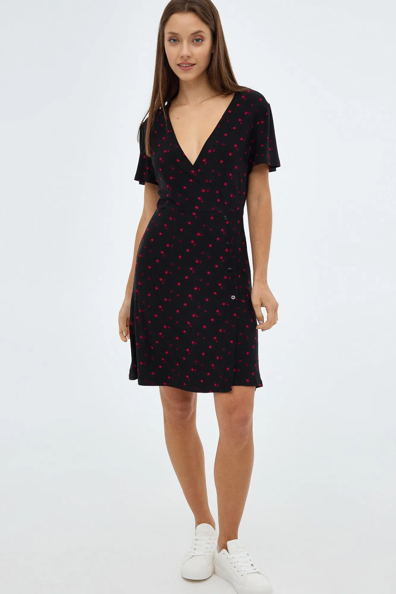 Inside Vestido Escote Cruzado Con Estampado Negro Sale