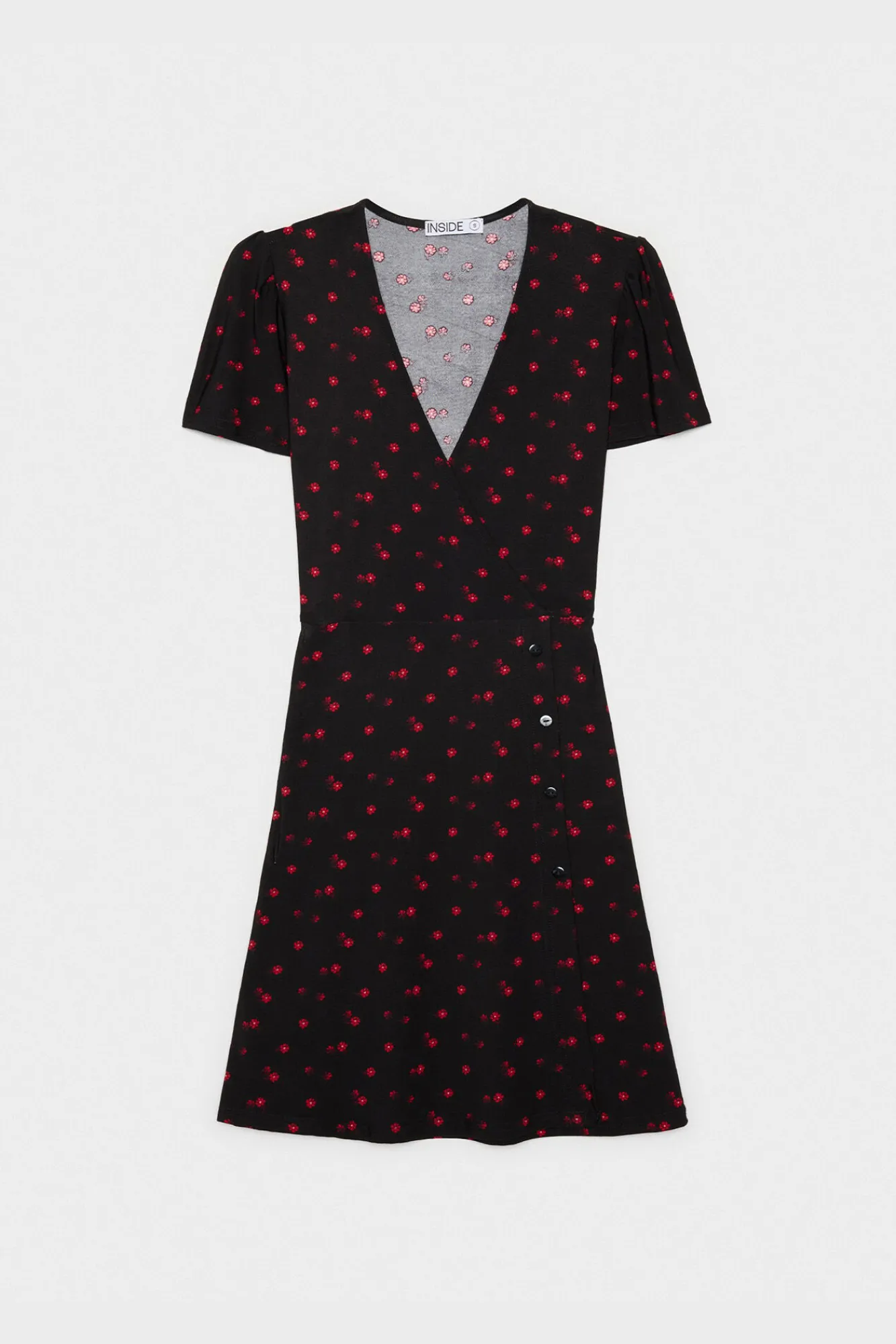Inside Vestido Escote Cruzado Con Estampado Negro Sale