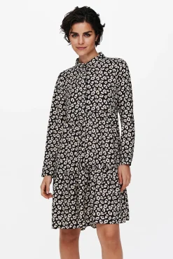 JDY Vestido Estampado Camisero Negro Outlet