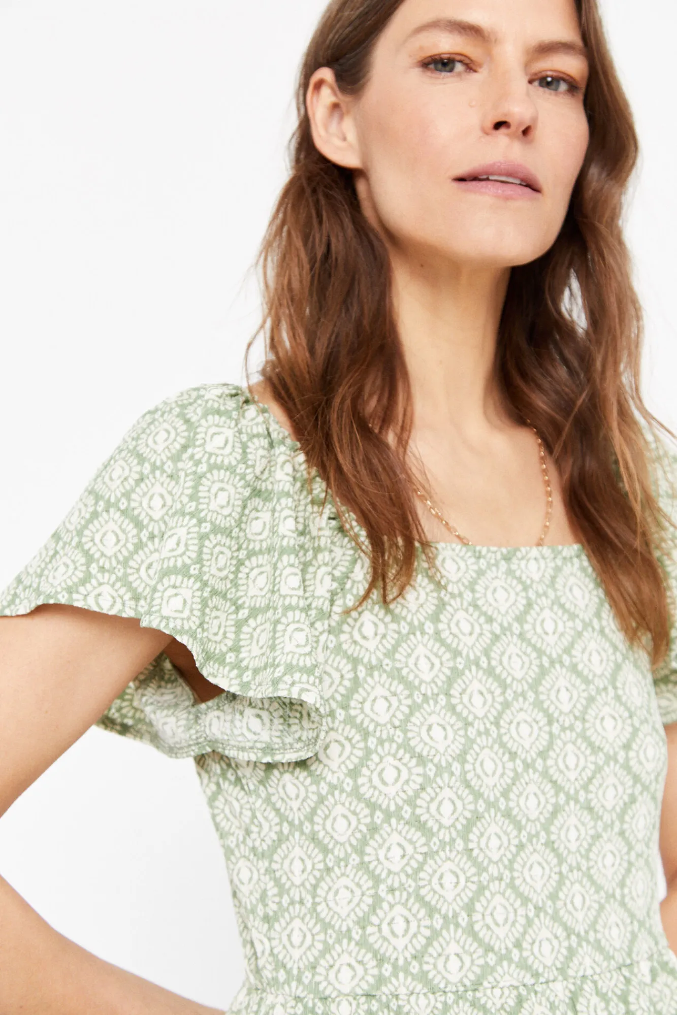 Cortefiel Vestido Estampado Estructura Estampado Blanco Discount