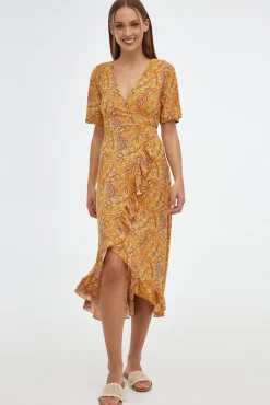 Inside Vestido Estampado Floral Naranja Discount
