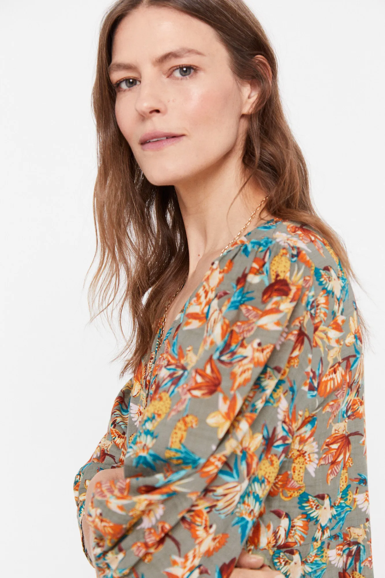 Cortefiel Vestido Estampado Flores Estampado Verde Online