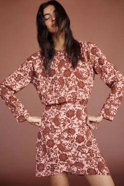 Slowlove Vestido Estampado Manga Larga Estampado Beige Best