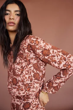 Slowlove Vestido Estampado Manga Larga Estampado Beige Best