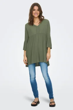 Only Vestido Fluido Media Manga Verde Discount