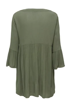 Only Vestido Fluido Media Manga Verde Discount
