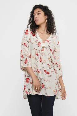 Only Vestido Fluido Media Manga Blanco Discount
