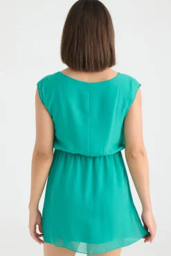 Inside Vestido Goma Cintura Verde Outlet