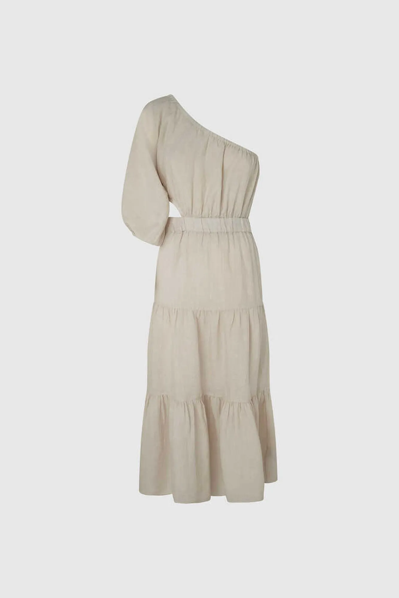 Pepe Jeans Vestido Largo Asimetrico De Lino. Beige Sale