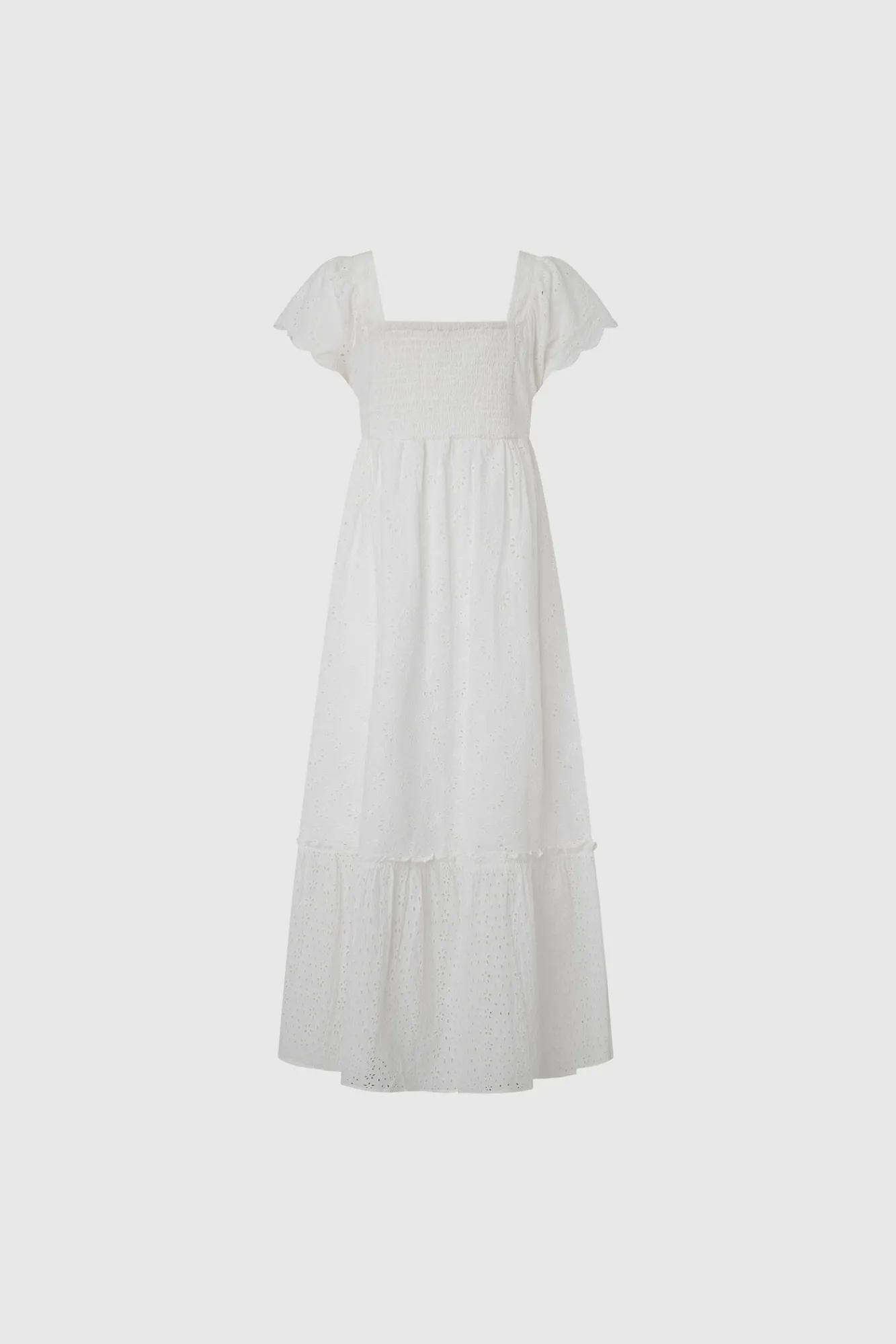 Pepe Jeans Vestido Largo Bordado Blanco Discount