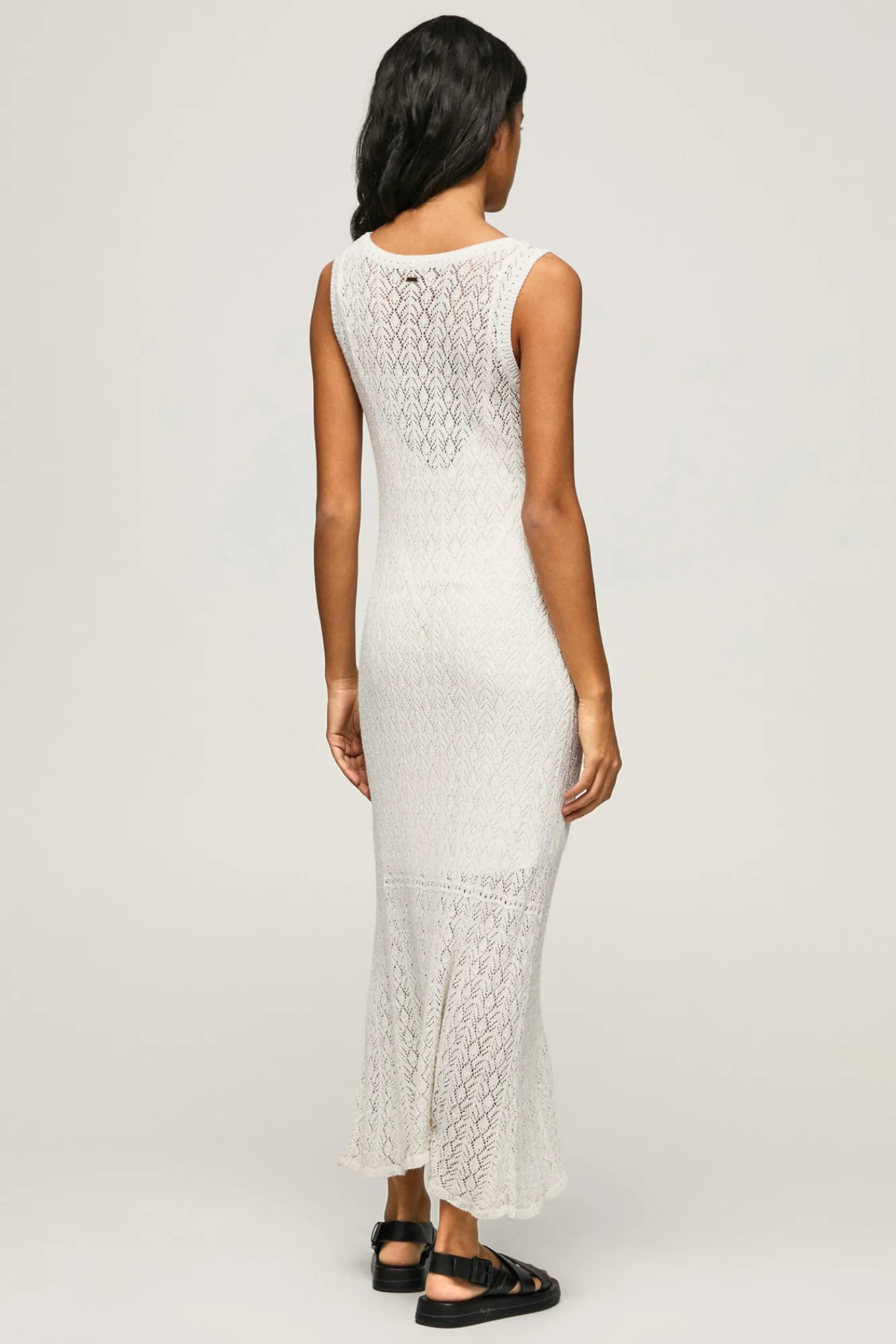 Pepe Jeans Vestido Largo Con Lino Manga Corta Fluido. Blanco Discount