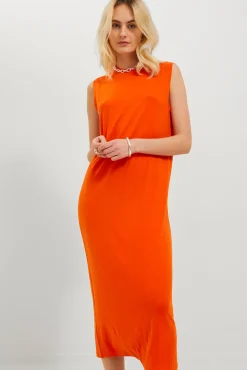 Jack & Jones Vestido Largo Con Lyocell Naranja Hot
