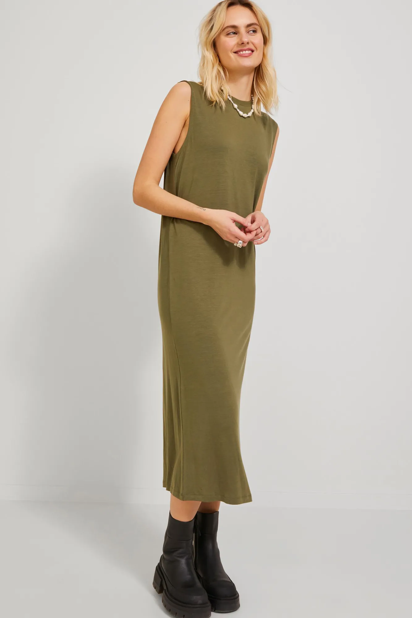 Jack & Jones Vestido Largo Con Lyocell Verde Best