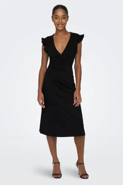 Only Vestido Largo Cruzado Negro Clearance