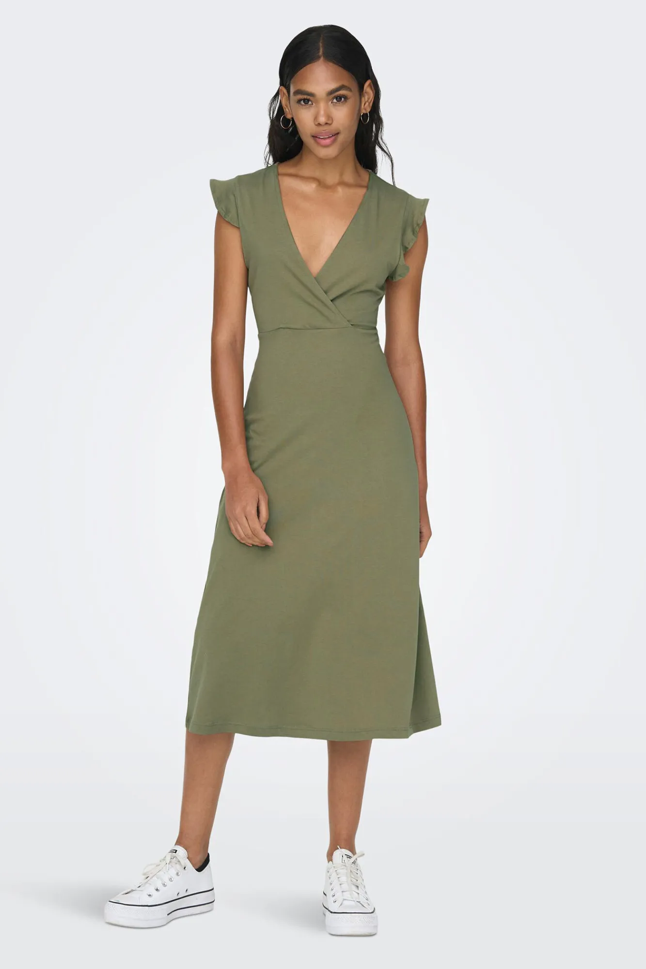 Only Vestido Largo Cruzado Verde Outlet