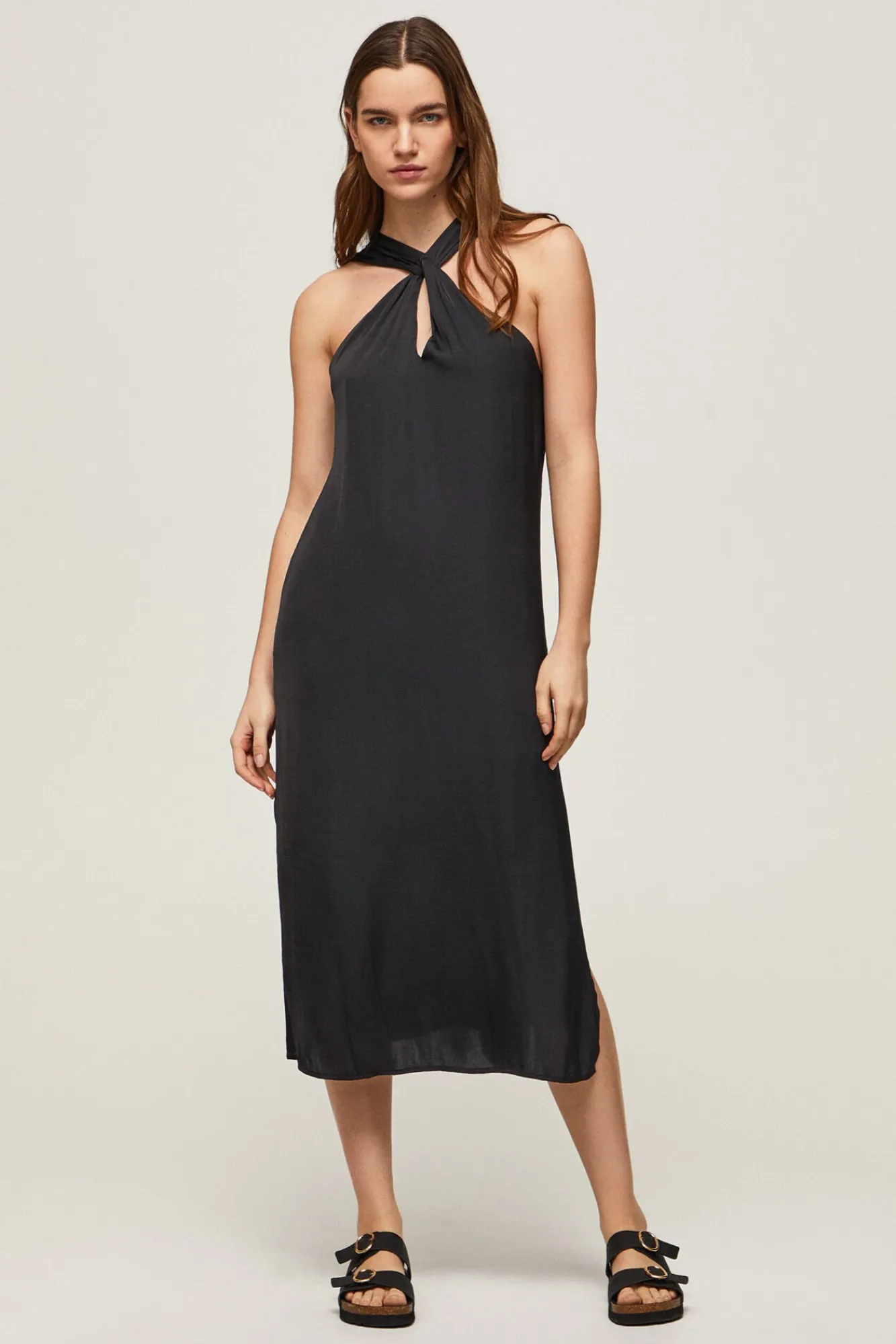 Pepe Jeans Vestido Largo De Tirantes. Negro New