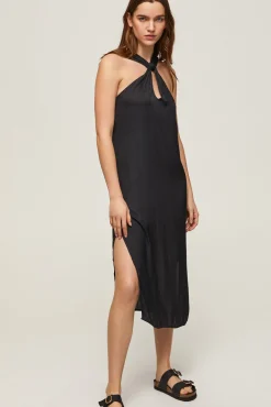 Pepe Jeans Vestido Largo De Tirantes. Negro New