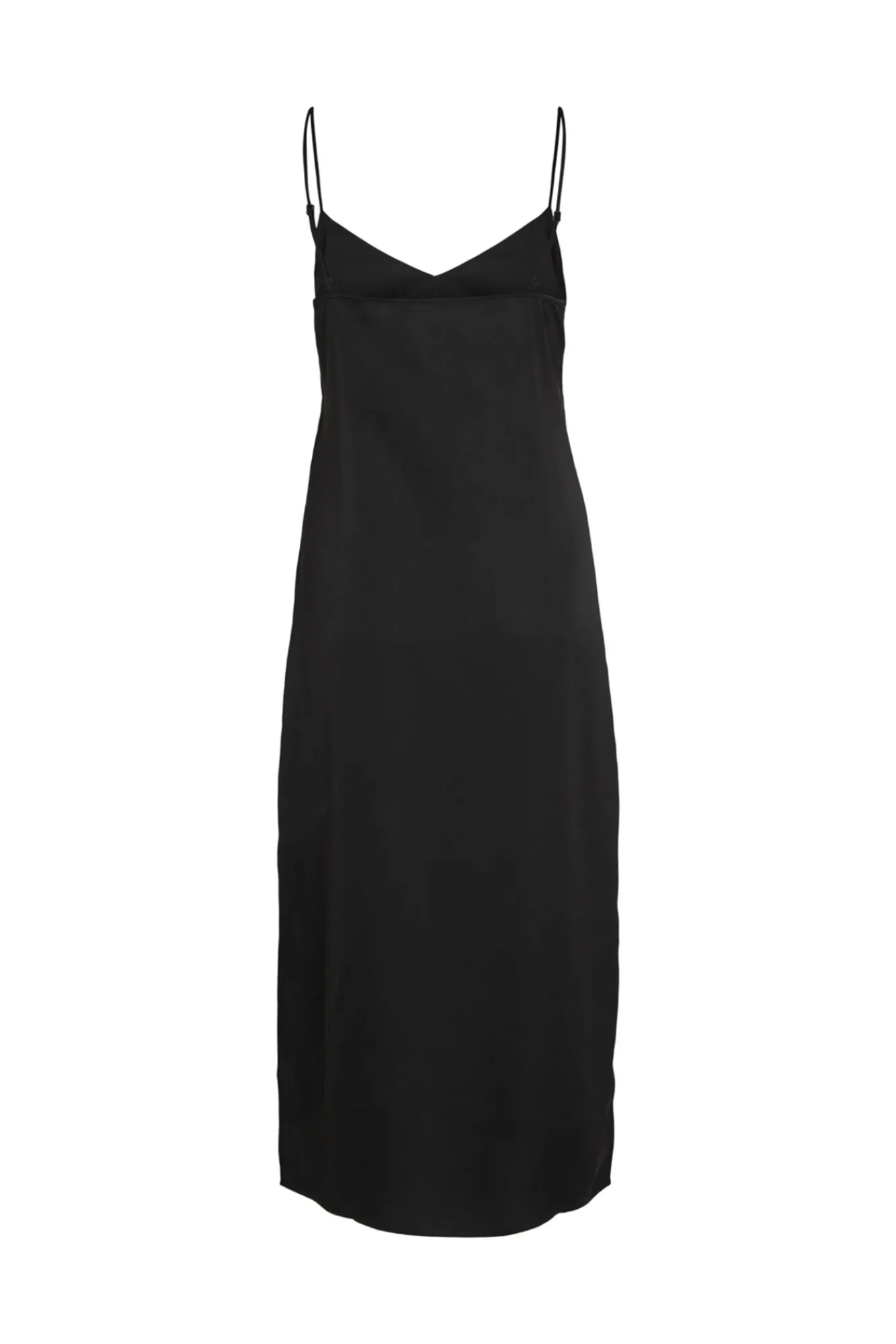 Vila Vestido Largo De Tirantes Satinado Negro Clearance