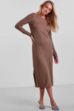 Pieces Vestido Largo Elastico Gris Medio Best