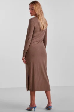 Pieces Vestido Largo Elastico Gris Medio Best