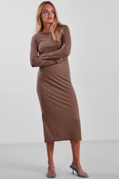 Pieces Vestido Largo Elastico Gris Medio Best