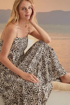 Women'secret Vestido Largo Geometrico Estampado New