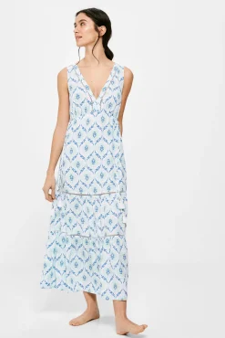 * Vestido Largo Paneles Estampado Amarillo Clearance