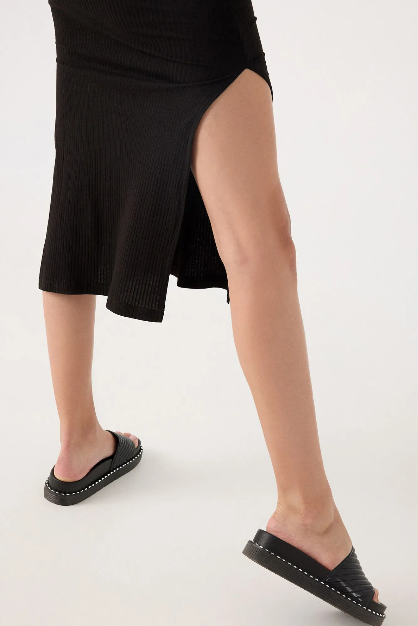 Inside Vestido Largo Rib Negro Clearance