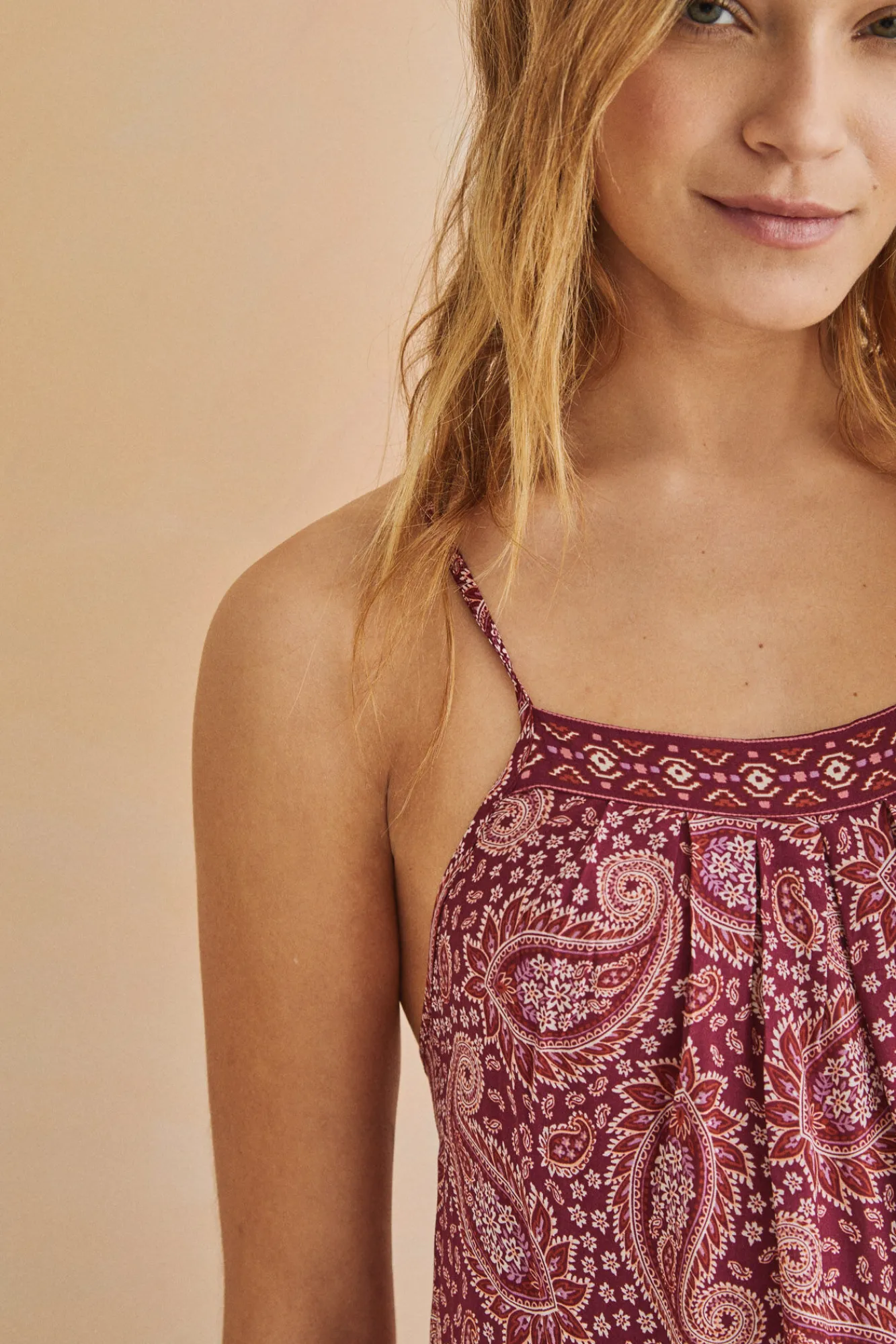 Women'secret Vestido Largo Tirantes Hindu Estampado Sale