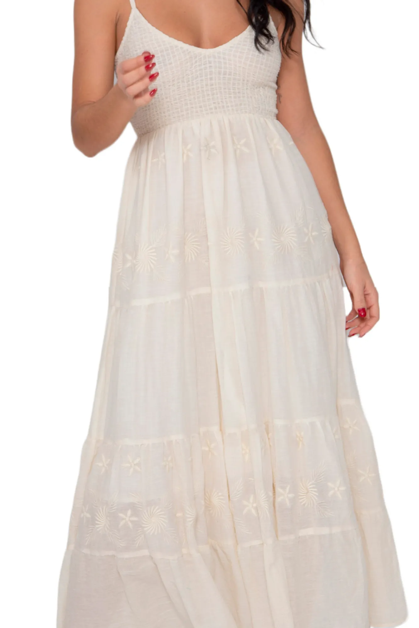 Brave Soul Vestido Listo De Tirantes Bordado Blanco Hot