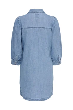 Only Vestido Manga Larga Denim Azul Claro Discount