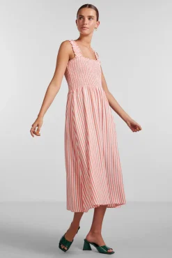 Pieces Vestido Midi Naranja Best