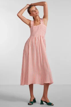 Pieces Vestido Midi Naranja Best