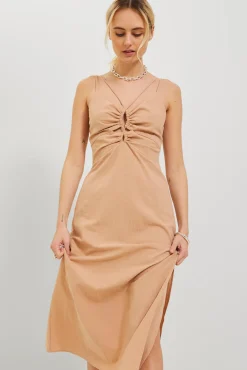 Jack & Jones Vestido Midi Marron Medio Best