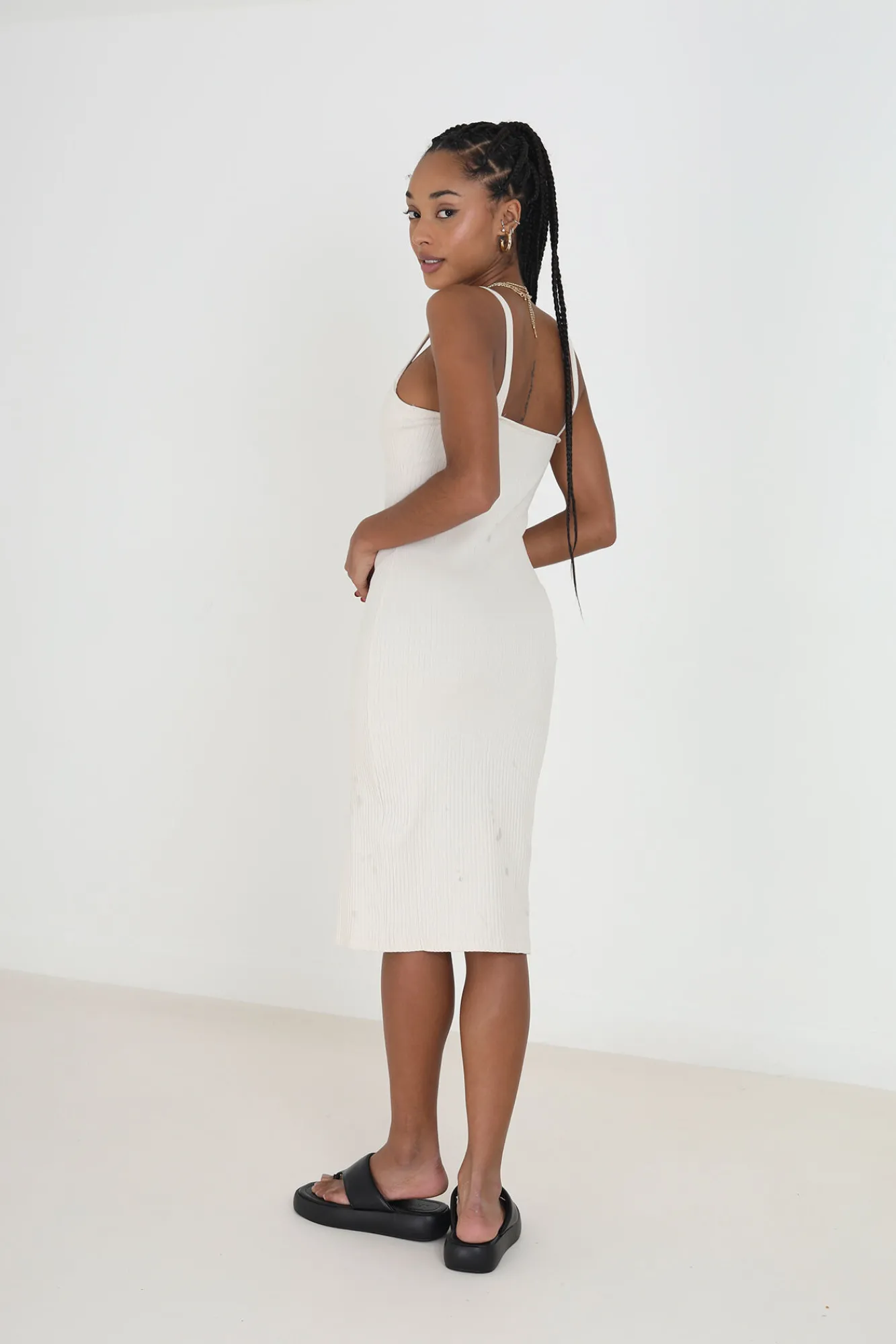Brave Soul Vestido Midi Ajustado De Tirantantes Marron Hot
