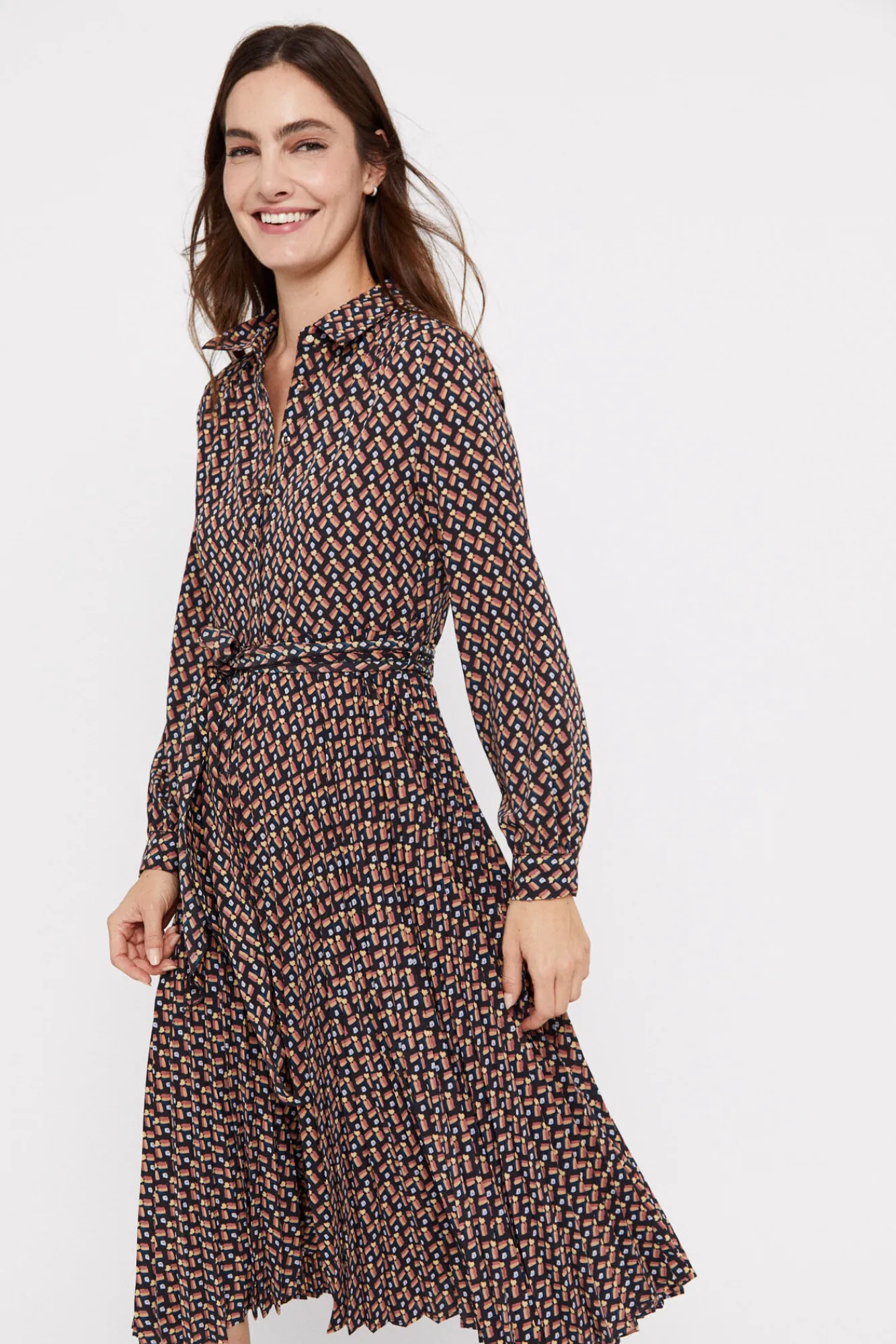 Cortefiel Vestido Midi Camisero Multicolor Clearance