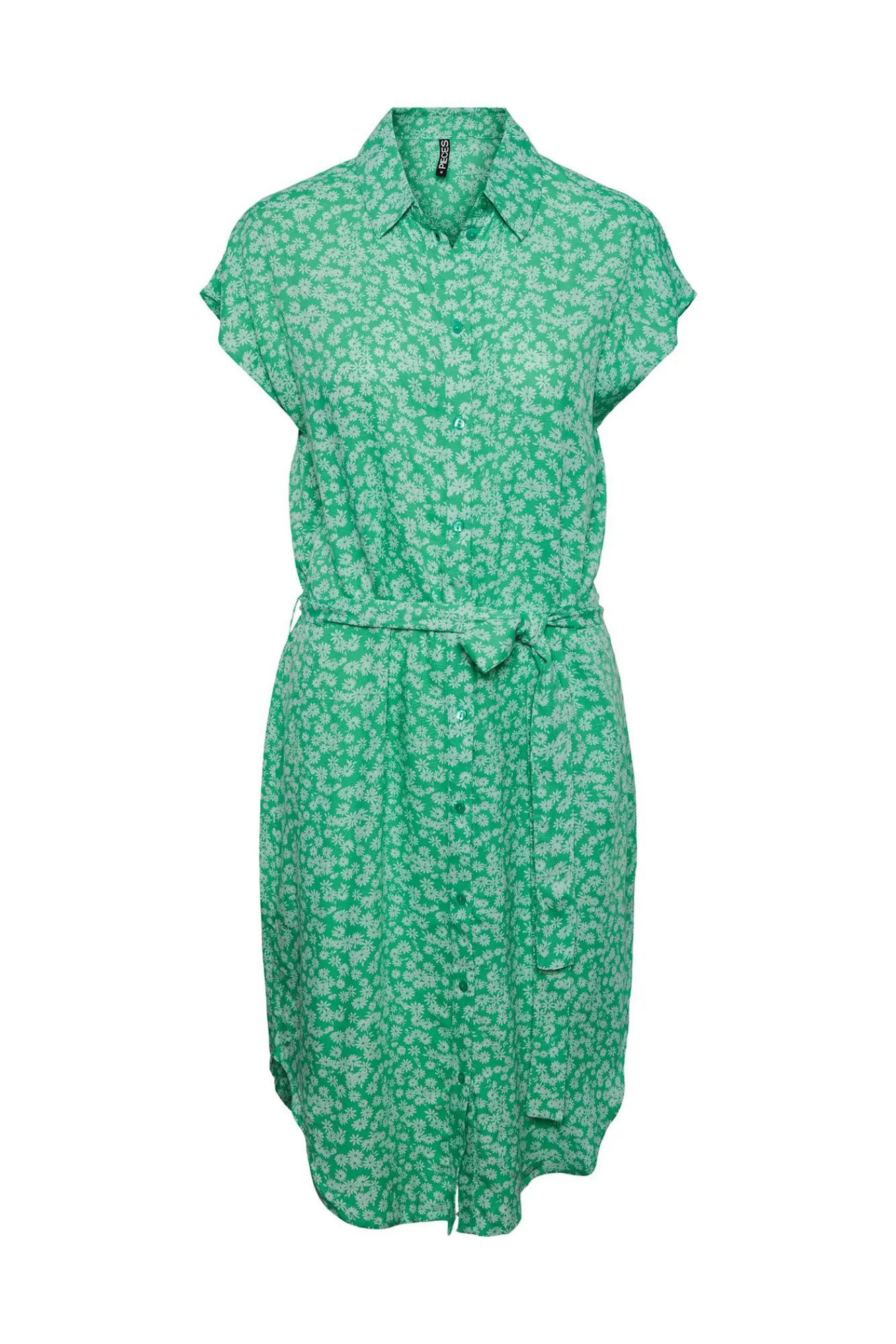 Pieces Vestido Midi Camisero. Verde Best