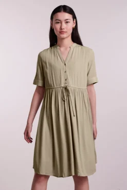 Pieces Vestido Midi Camisero Marron Sale