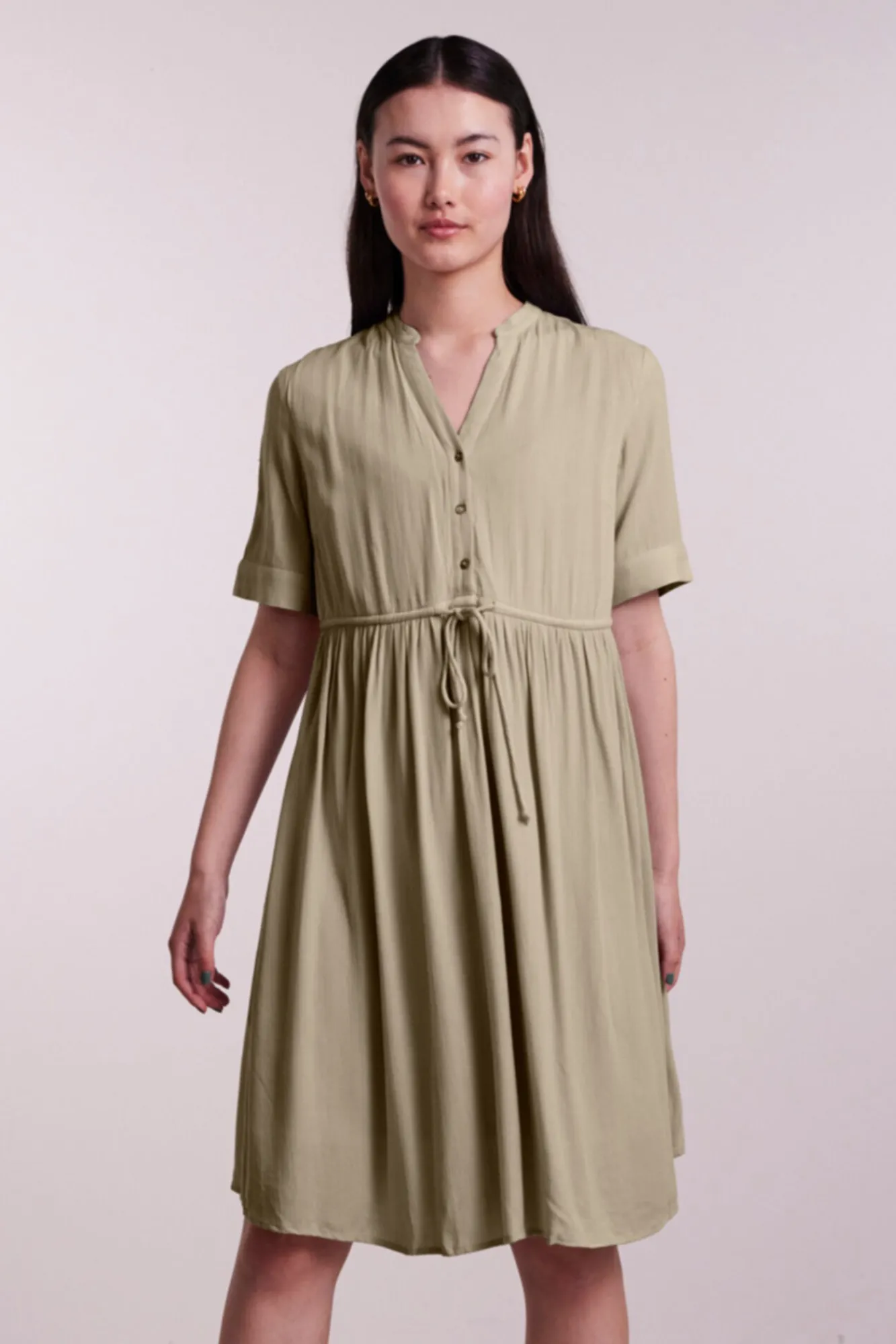 Pieces Vestido Midi Camisero Marron Sale