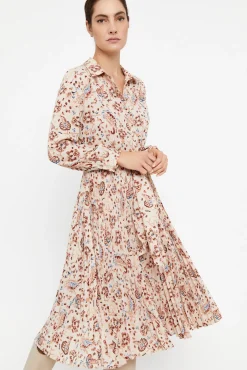 Cortefiel Vestido Midi Camisero Estampado Blanco New