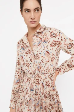 Cortefiel Vestido Midi Camisero Estampado Blanco New