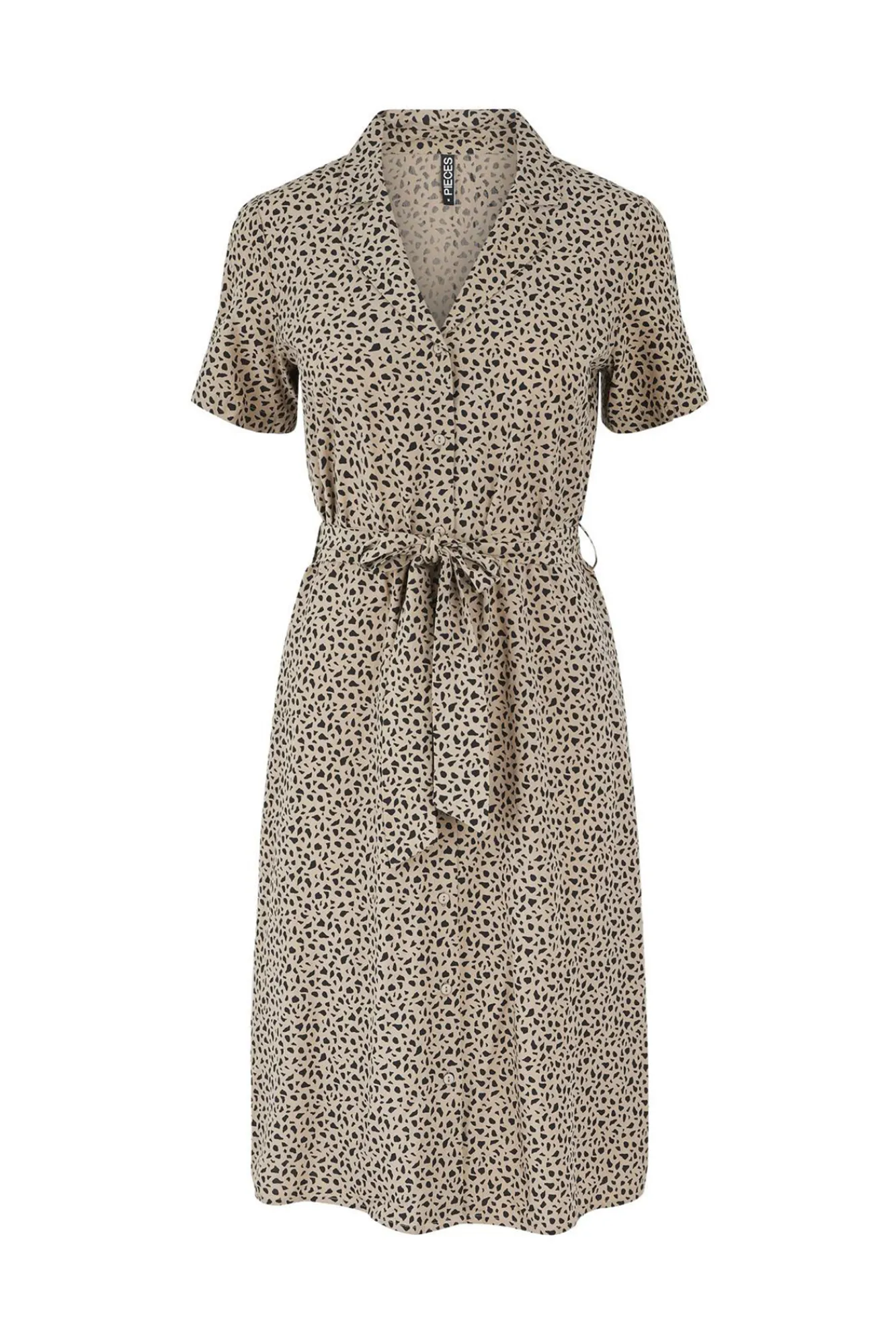 Pieces Vestido Midi Camisero Marron Online