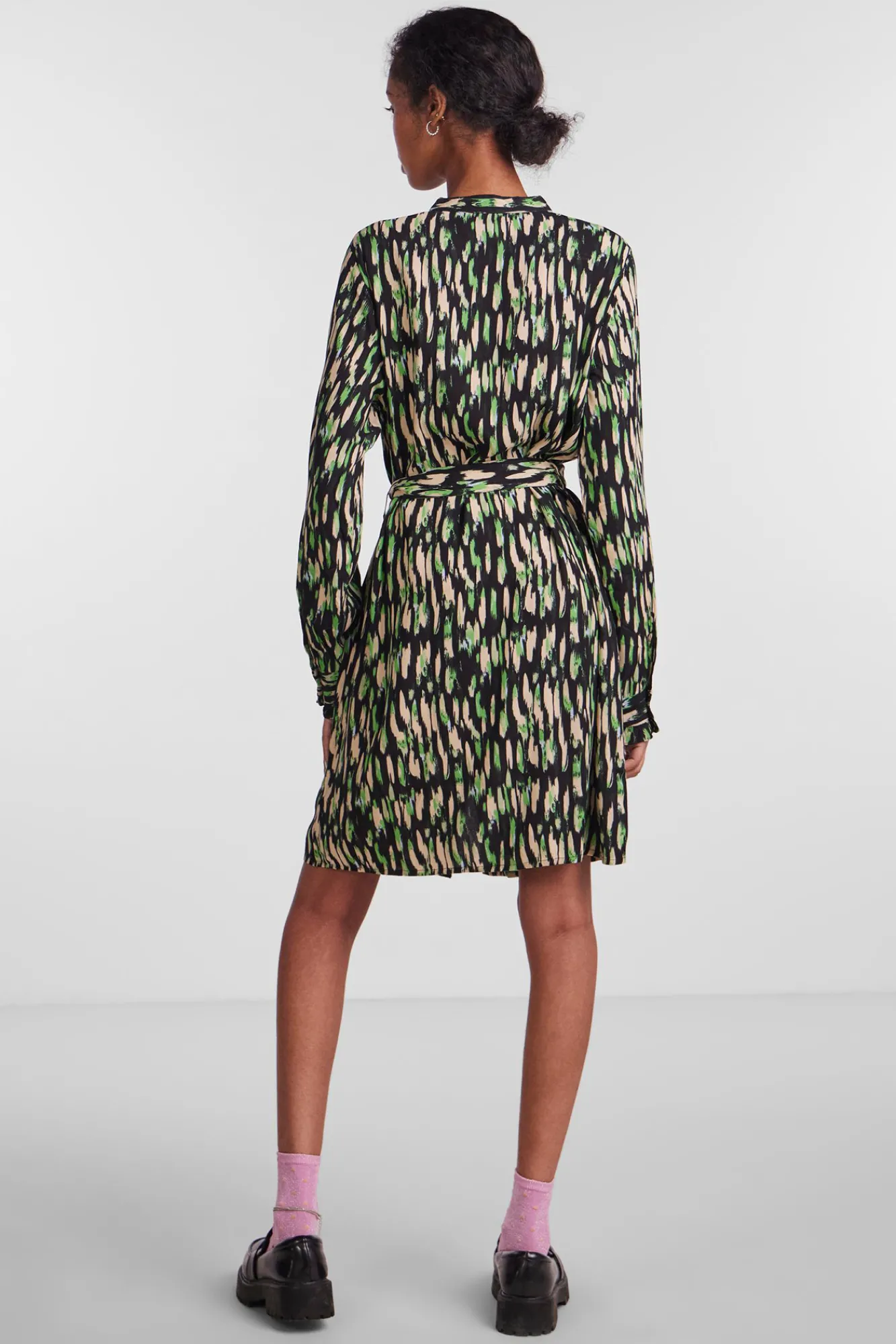 Pieces Vestido Midi Camisero Negro Sale